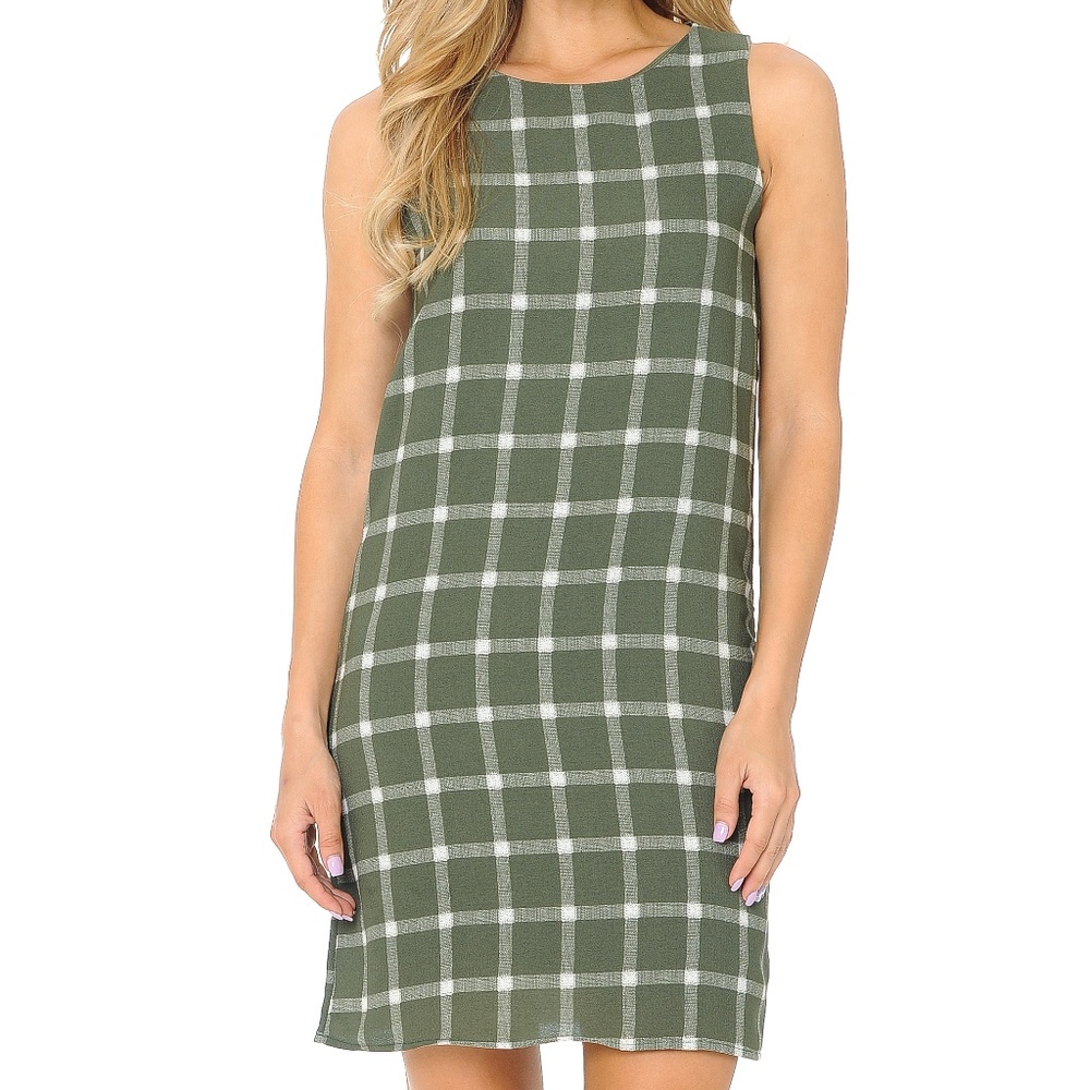 PRINT WOVEN SLEEVELESS DRESS